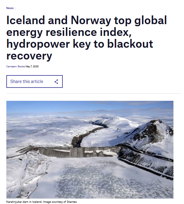 International Hydropower Association (IHA) (@iha_org) on Twitter photo Iceland is the most energy-resilient country in the world, followed by Norway. The highest weight given to electricity production from hydropower, overall reliance on alternative energy and low fossil fuel consumption. <a href="/waterpowermag/">Water Power Magazine</a> #withhydropower
waterpowermagazine.com/news/iceland-a… Iceland is the most energy-resilient country in the world, followed by Norway. The highest weight given to electricity production from hydropower, overall reliance on alternative energy and low fossil fuel consumption. <a href="/waterpowermag/">Water Power Magazine</a> #withhydropower
waterpowermagazine.com/news/iceland-a…