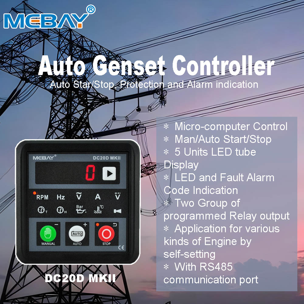 MEBAYtechnology's tweet photo. MEBAY Diesel/gasoline Generator Controller DC20D MKII. Auto Star/Stop, Protection and Alarm indication. DC Power and Running situation is indicated on the front panel. 
#dieselgenerator #dieselgenset #generatorcontroller #mebay #Conclave2025 #ACMAwards https://t.co/ZVUCgHTeSr