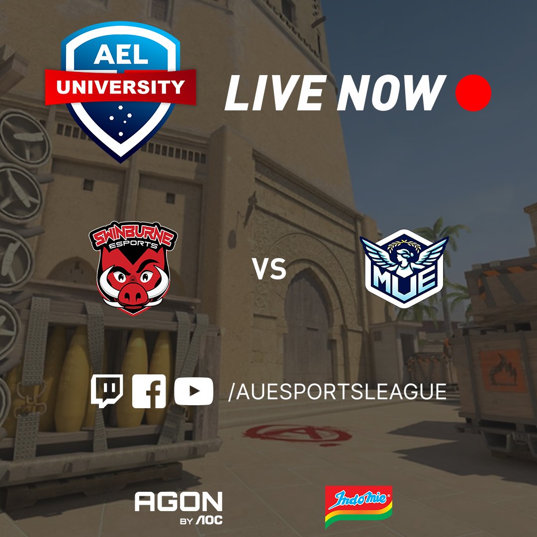 Australian Esports League (@auesportsleague) on Twitter photo Starting off our night of Counter-Strike we have <a href="/SwinEsports/">Swinburne Esports</a> taking on <a href="/MelbUniEsports/">Melbourne University Esports</a>!
🔴 twitch.tv/auesportsleague
The AEL is proudly sponsored by <a href="/AGONbyAOC/">AGON by AOC</a> & <a href="/Indomielovers/">Indomie</a> Starting off our night of Counter-Strike we have <a href="/SwinEsports/">Swinburne Esports</a> taking on <a href="/MelbUniEsports/">Melbourne University Esports</a>!
🔴 twitch.tv/auesportsleague
The AEL is proudly sponsored by <a href="/AGONbyAOC/">AGON by AOC</a> & <a href="/Indomielovers/">Indomie</a>