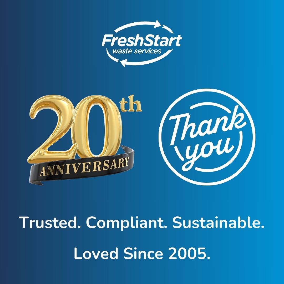 This month marks 20 years since our incorporation in 2005.

We're proud of our growth and the positive impact we've made in waste reduction, reuse, and recycling across the North West.

Thank you to all our customers and staff!

#20YearsOfService #FreshStart20