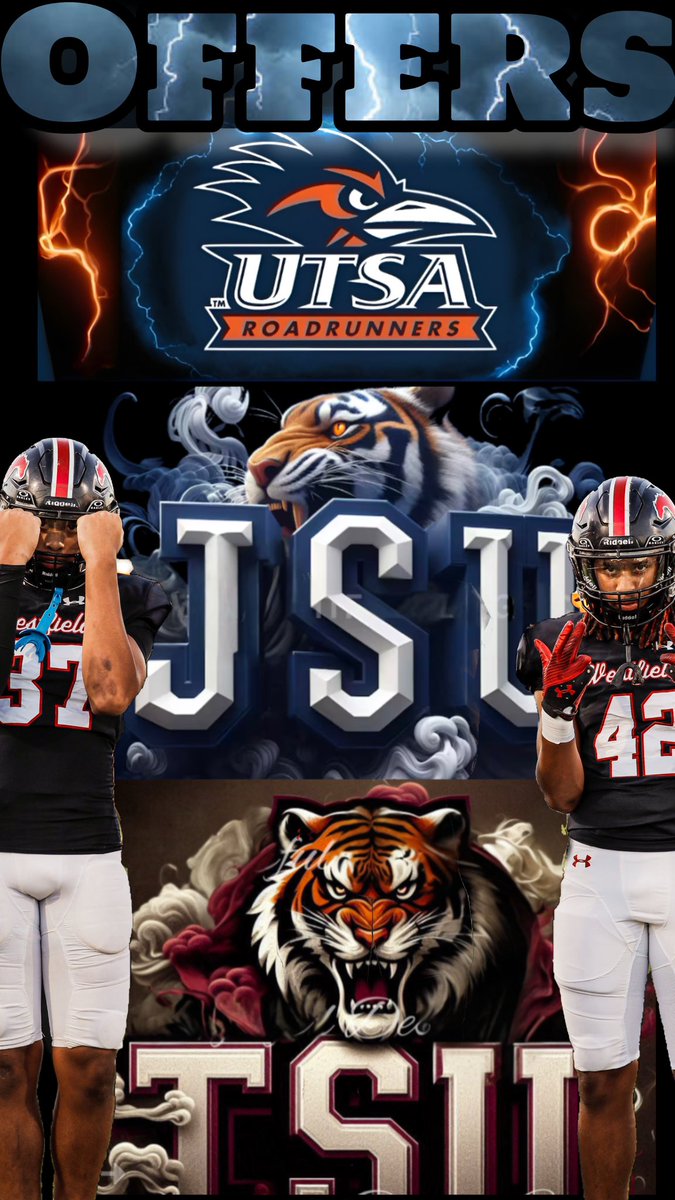 Receiving offers from these esteemed institutions is a testament to our hard work and dedication, and we are deeply appreciative of their faith in us. This is only the beginning of our Journey!! <a href="/UTSAFTBL/">UTSA Football 🏈</a> <a href="/TSUFootball/">Texas Southern Football</a> <a href="/gojsutigersfb/">Jackson State Football</a> <a href="/CoachDxMathews/">Derrick Mathews</a> <a href="/CoachSiddiq/">Coach Haynes</a> <a href="/CoachJMSanders/">Justin Sanders</a>