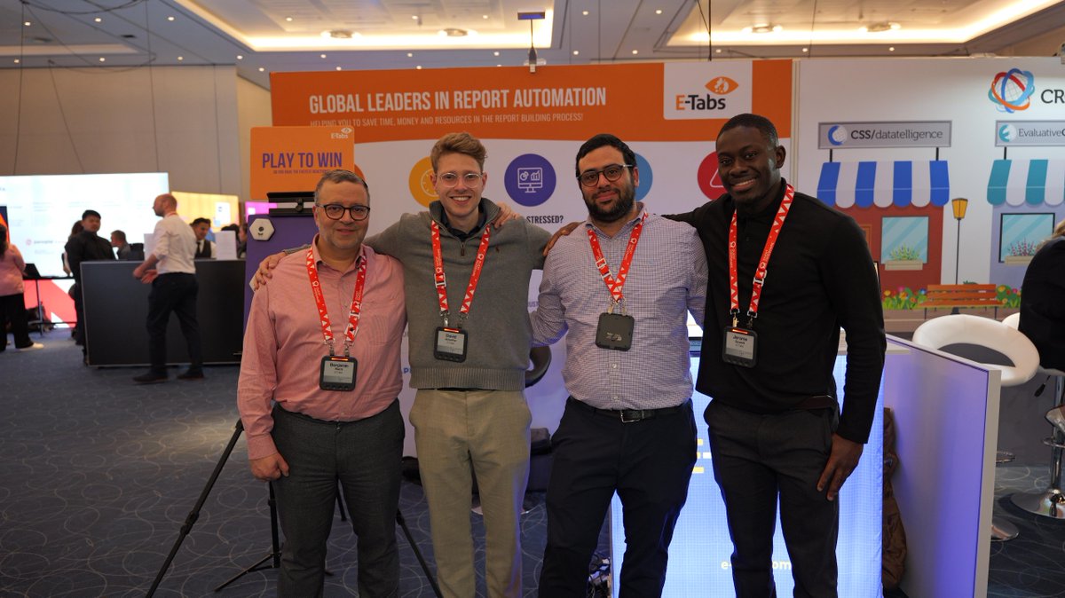 The E-Tabs crew are back at Quirk's Media London for Day 2! 😎 

Come visit us at Booth 307! 
Find out how we can take the hassle out of your reporting, helping you save crucial time and boost your efficiency to the max😉
 
#Quirks #quirksmedia #quirkslondon#ETabs #MRX