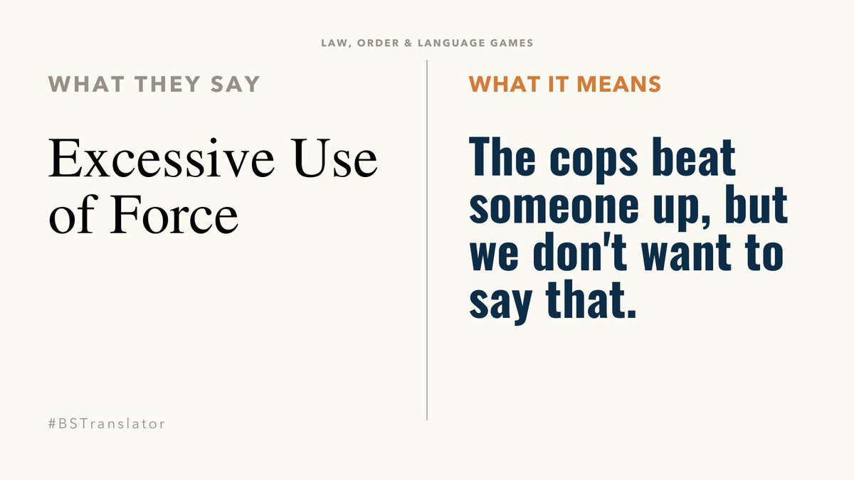 BS_Translator_'s tweet photo. When force becomes 'non-lethal,' raids become 'no-knock,' and coerced confessions become 'plea bargains,' language obscures rather than reveals. Four terms that sanitize violence in the justice system.

#BSTranslator #CriminalJustice #LegalSupport #LegalSystem #JusticeReform https://t.co/nxbwUvW83V