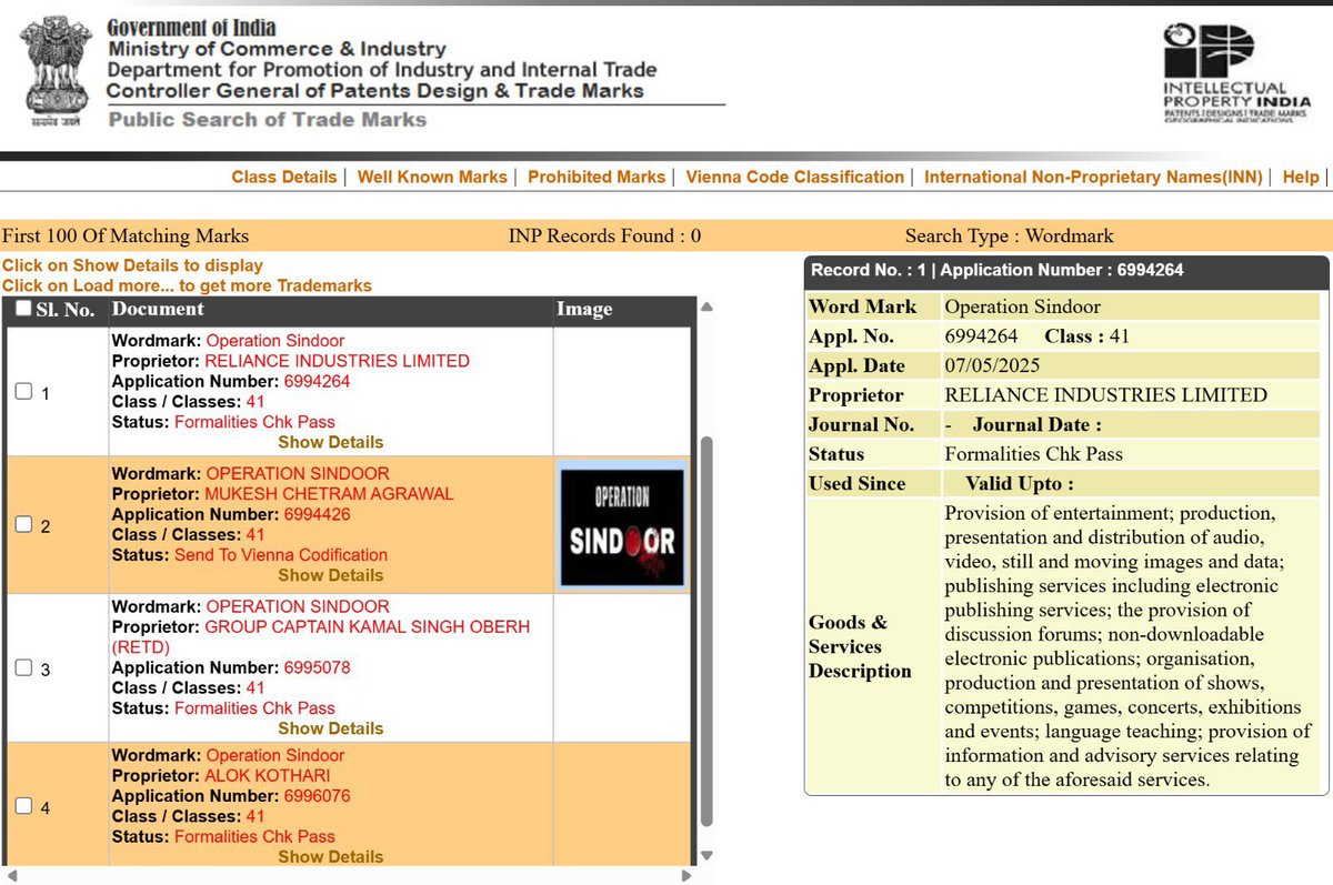 सैनिक जान की बाजी लगा दे, सरकार सियासी खतरा मोल ले। विपक्ष सरकार एकमत ही जाएँ। जनता अपनी परेशानी भूल के देश की सोचे। मगर धन पुरुष धन की ही सोचता है। ऑपरेशन सिंदूर नाम से कमाई के प्लान बन गए क्या? सूत्र कहते हैं-एप्लीकेशनस लग गईं। total confirmation करे कोई #OperationSindoor