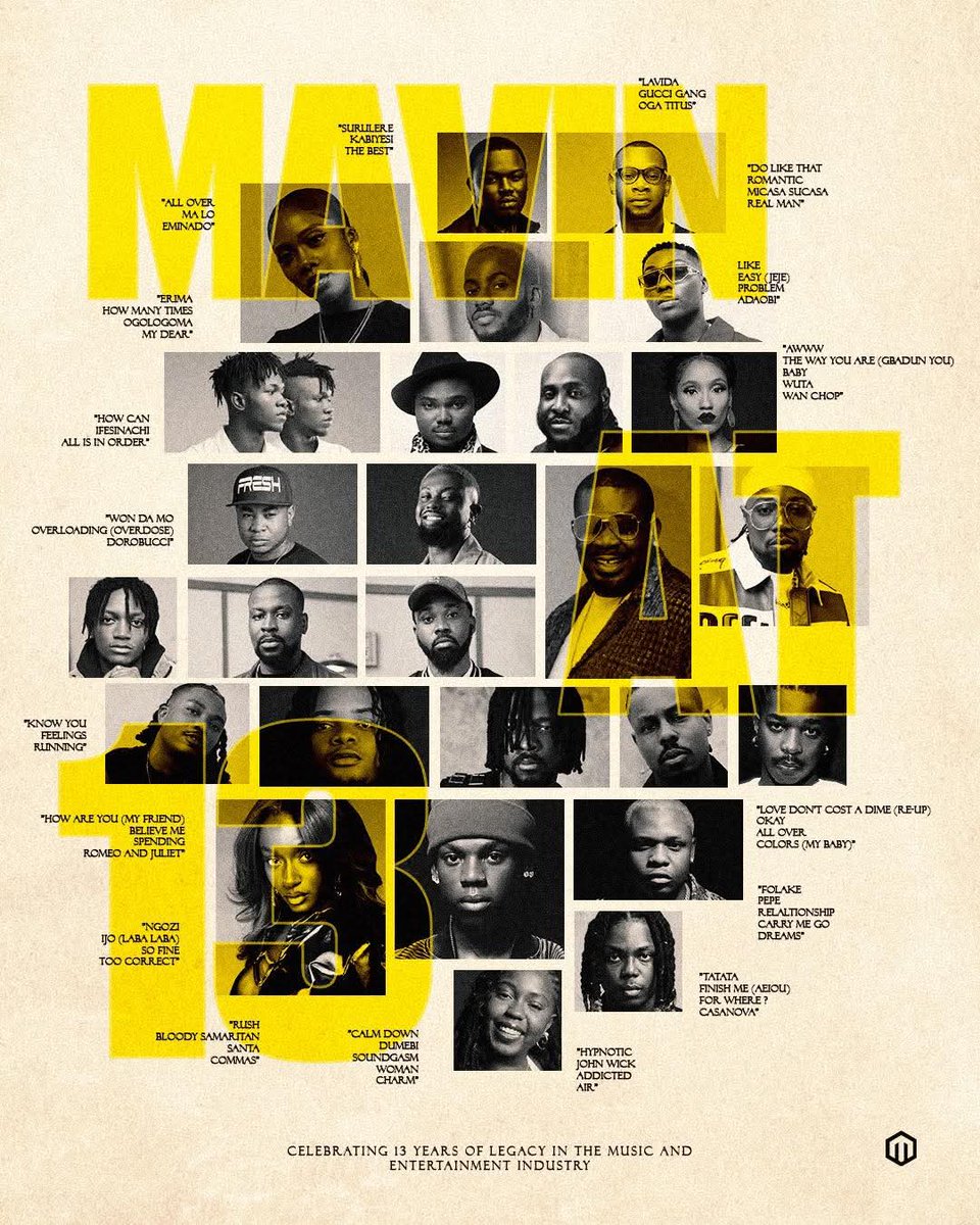 zagaqbliss's tweet photo. Mavin Record celebrating 13 years of been in the music industry, Omo @DONJAZZY
Is truly a Legend πͺ
Wish them continuous movement πͺ β€οΈ @MavinRecords
#MavinAt13 https://t.co/vdlhisT8dT