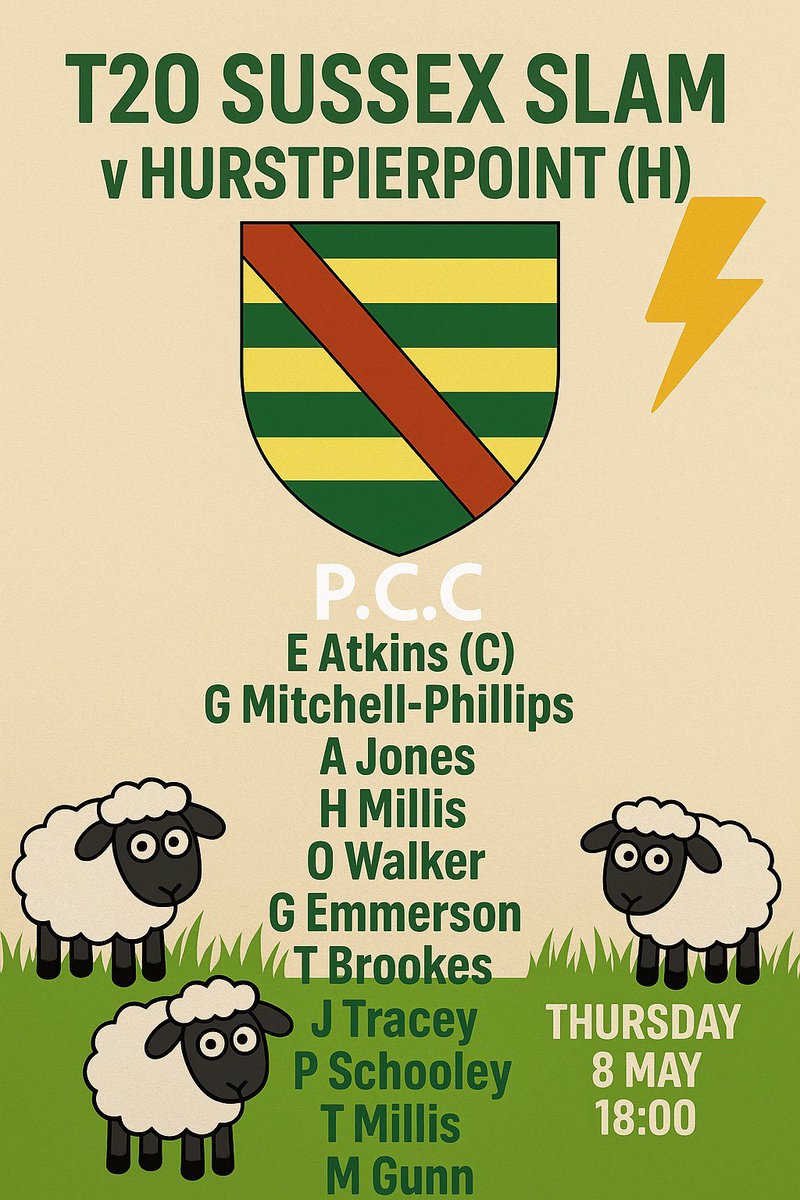 We start our <a href="/SussexSlam/">Sussex Slam</a> campaign tonight with a game against our good friends from <a href="/HurstCC1717/">Hurstpierpoint CC</a>, good luck all!
