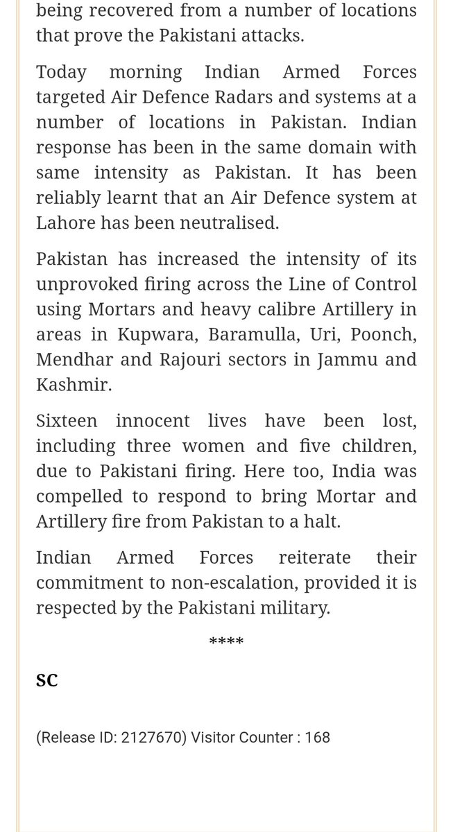 RuchiSinghNews's tweet photo. Pakistan's cowardly drone &amp; missile attacks on Indian military targets last night were crushed by our Air Defence. Your failed aggression cost you a Lahore AD system today. Stop this madness, or face India's wrath! #OperationSindoor #EndPakTerror https://t.co/9EdXCbJwm6