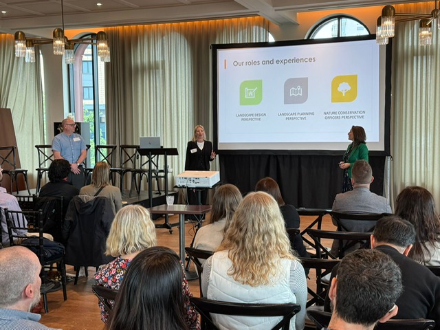 influence__ltd's tweet photo. Fantastic opportunity to speak at the RTPI Make it Happen conference yesterday in Nottingham 🎤
Sara & Shona took to the floor to discuss Biodiversity Net Gain initiatives addressing BNG remits
#biodiversirty #landscape #landscapearchitect #nottingham #riba #netgain https://t.co/LXvensNjf8