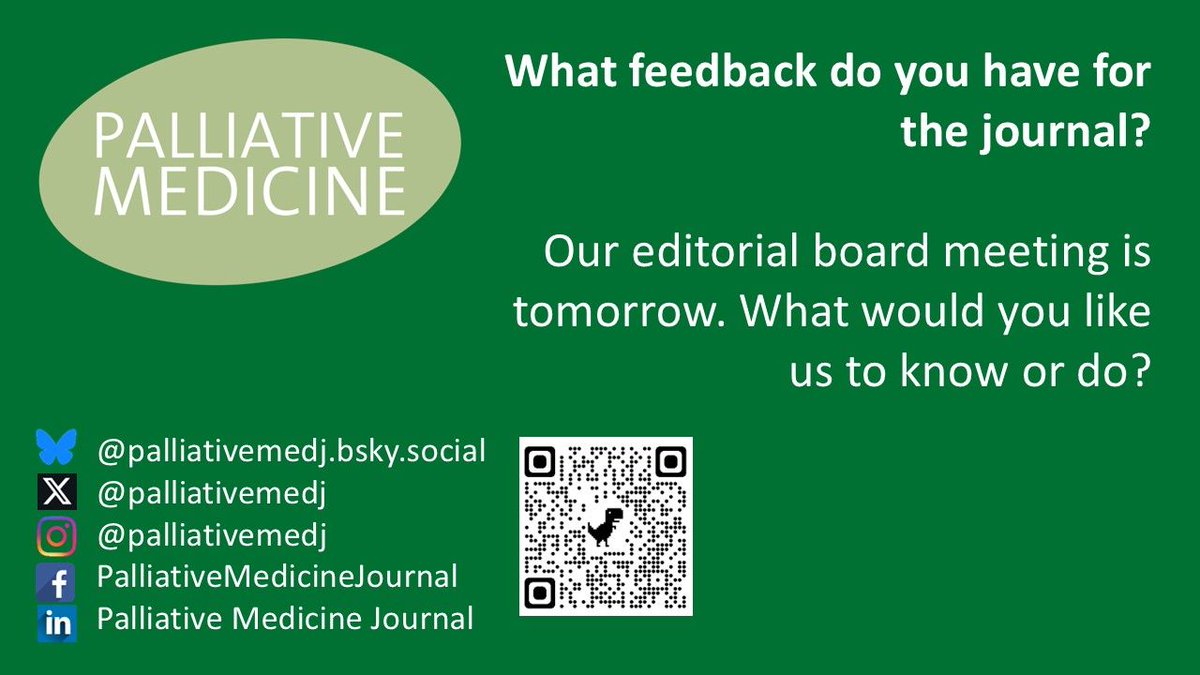 Palliative Medicine (@palliativemedj) on Twitter photo What would you like us to know as a journal? Its our editorial board meeting tomorrow - all feedback is important to us to consider. You can reply to this post, DM us, or contact editor Catherine Walshe on c.walshe@lancaster.ac.uk #hpm #hapc #palliativecare What would you like us to know as a journal? Its our editorial board meeting tomorrow - all feedback is important to us to consider. You can reply to this post, DM us, or contact editor Catherine Walshe on c.walshe@lancaster.ac.uk #hpm #hapc #palliativecare
