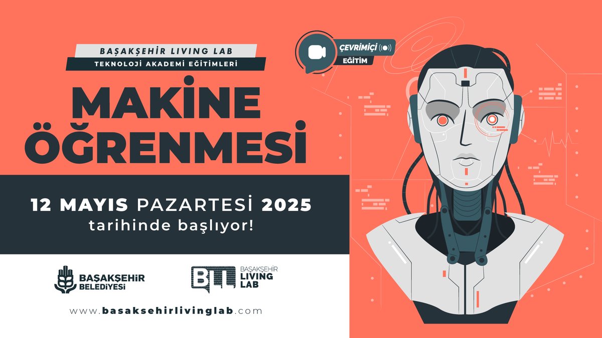 blivinglab's tweet image. 🤖MAKİNE ÖĞRENMESİ EĞİTİMİ BAŞLIYOR! 

Python’la veri bilimi yolculuğuna çıkmaya hazır mısın?

📅 Tarihler: 12 – 14 – 19 – 21 – 26 – 28 Mayıs 2025
🕖 Saat: 19.00 – 22.00
📍 Yer: Çevrimiçi

📲 Başvuru: Başakşehirli Mobil Uygulama

 #MakineÖğrenmesi #VeriBilimi #PythonEğitimi #ML