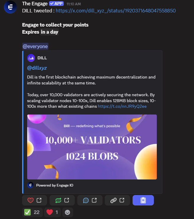 🚨 Dill Breakthrough Mission is LIVE!

🔹Like the tweet 💜
🔹Quote it and comment with #BigDillEnergy
🔹Earn 150 $DILL for each like, quote, or comment!
📋 Don’t forget to hit the Verify button after you’re done
⏳ Only 24 hours to complete it. Let’s go!
🔗x.com/dill_xyz_/stat…