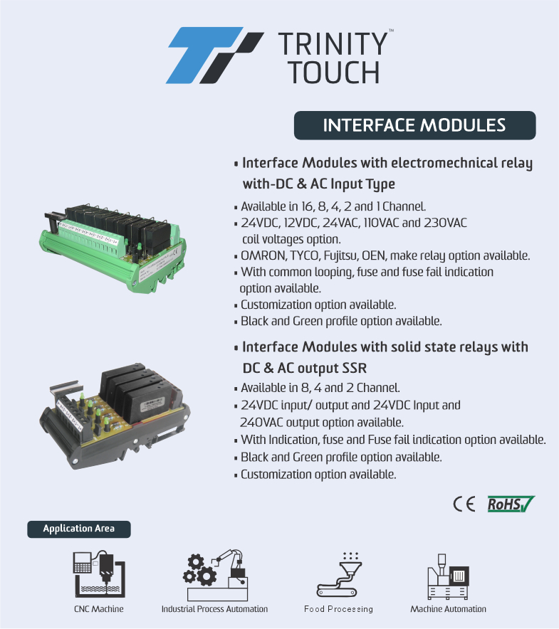 TrinityTouch's tweet image. Power Up Your #Automation with #TrinityTouch #InterfaceModules

Smarter, stronger, and more flexible — our #RelayModules (electromechanical + solid-state) offer unbeatable reliability for industrial systems.
✅ Tough build
✅ Easy to integrate
✅ #MakeInIndia quality