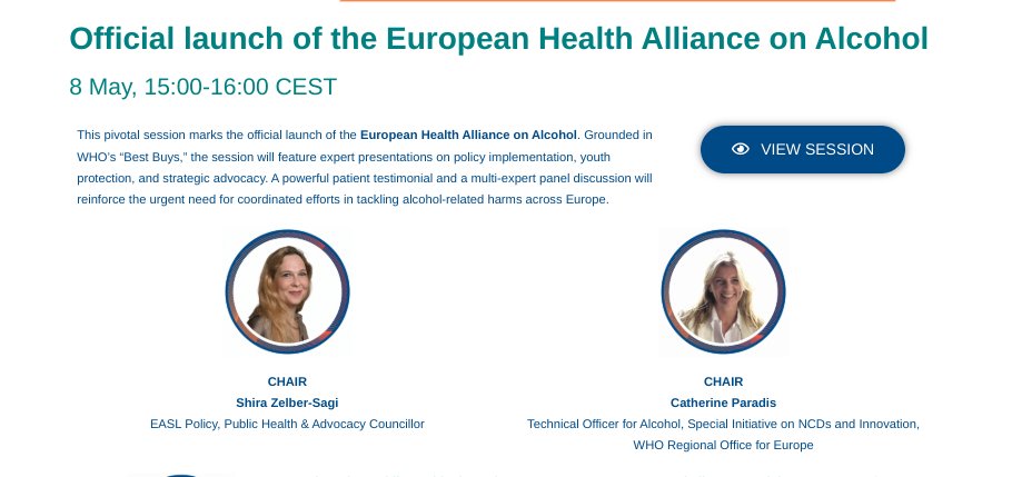 Alcohol Review (@alcohol_review) on Twitter photo Today: This afternoon sees the launch of the European Health Alliance on Alcohol, a collaborative effort of over 20 pan-European medical societies committed to reducing alcohol harm. <a href="/EASLnews/">EASLnews</a> <a href="/WHO_Europe/">WHO/Europe</a>
Session: events-apps.easl.eu/easl2025/en-GB…
Register/login: events-apps.easl.eu/easl2025/en-GB… Today: This afternoon sees the launch of the European Health Alliance on Alcohol, a collaborative effort of over 20 pan-European medical societies committed to reducing alcohol harm. <a href="/EASLnews/">EASLnews</a> <a href="/WHO_Europe/">WHO/Europe</a>
Session: events-apps.easl.eu/easl2025/en-GB…
Register/login: events-apps.easl.eu/easl2025/en-GB…