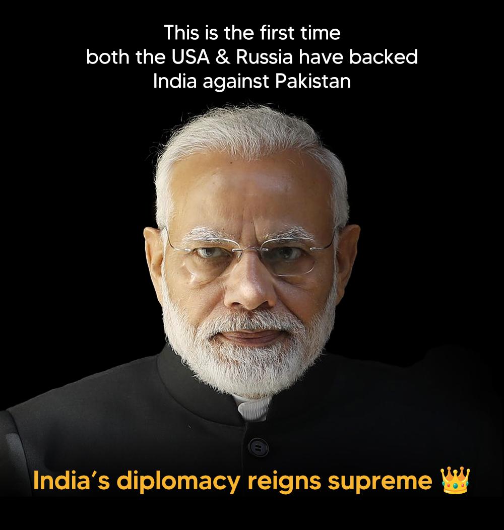 ModiNama2024's tweet photo. बात जब रणनीति की हो,
तो भारत ना सिर्फ़ मैदान में,
बल्कि मेज़ पर भी जीतता है।
India’s diplomacy isn’t loud, it’s legendary. 🌍🇮🇳
#IndiaLeads #DiplomaticPower #GlobalBharat #IndiaPakistanWar https://t.co/DUz2d6LuLl