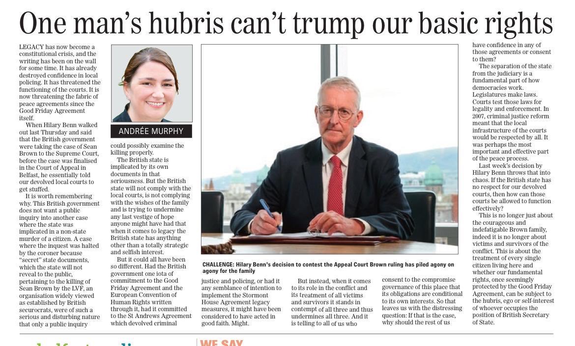 KRW Law Human Rights (@krwlaw) on Twitter photo “Legacy has now become a constitutional crisis, and the writing has been on the wall for some time.”
Andrée Murphy
<a href="/RelsForJustice/">Relatives 4 Justice #NeverGivingUp</a>
<a href="/ATownNews/">Andersonstown News</a> “Legacy has now become a constitutional crisis, and the writing has been on the wall for some time.”
Andrée Murphy
<a href="/RelsForJustice/">Relatives 4 Justice #NeverGivingUp</a>
<a href="/ATownNews/">Andersonstown News</a>