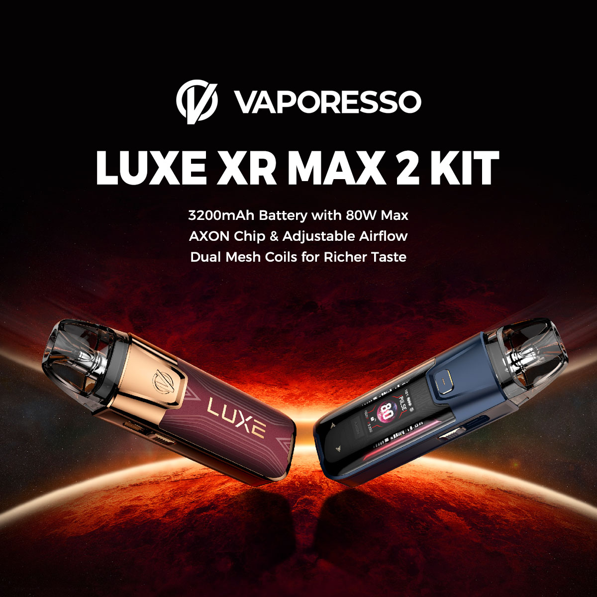 😍LUXE XR MAX 2！

✅3200mAh battery with 80W max
✅AXON Chip &amp; adjustable airflow
✅Dual Mesh coils for richer taste

🧷Shop:👇
shorturl.at/Zw46O

⚠ Warning: The device is used with e-liquid which contains addictive chemical nicotine. For Adult use only.