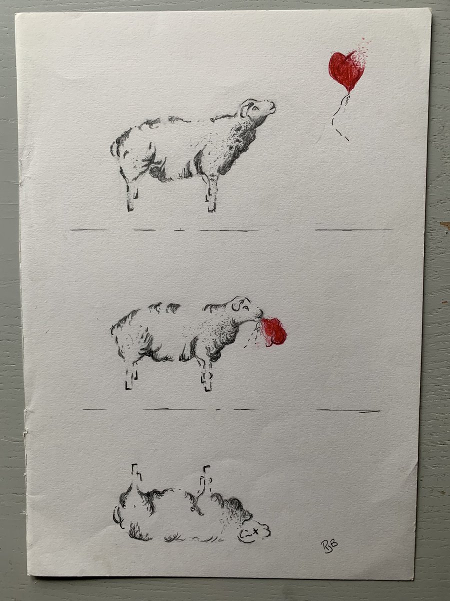 Lots of balloons knocking about the farm recently. So time again for a repost of this drawing I’ve done #Brownksy