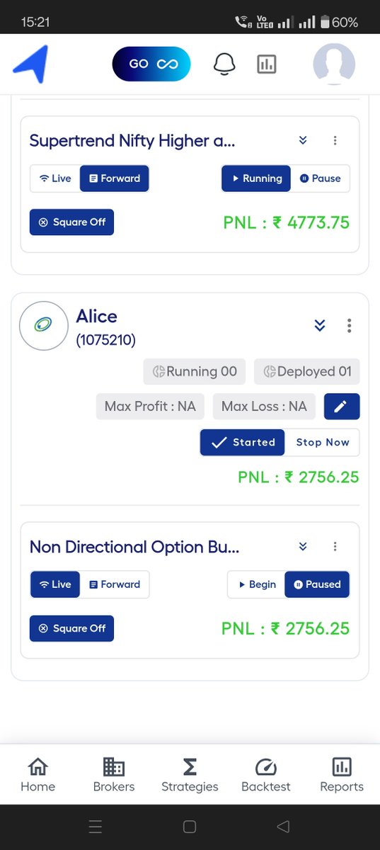 Had exited Nifty hybrid before the market started falling as only 30 rupees premium was left. Didn't want to take a chance as it was 0DTE
Quantity size: 1 lot each
Link to Nifty Hybrid strategy: youtu.be/ELmqM-mGKlo?si…
Nifty Supertrend: Still under forward testing. 
P.S. No