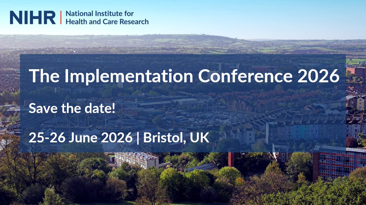 NIHR Applied Research Collaboration (ARC) West (@arc_west) on Twitter photo 📢We are excited to be organising the Implementation Conference 2026 alongside <a href="/Peninsula_ARC/">PenARC (NIHR ARC South West Peninsula)</a>!
🤲The 2026 theme is inclusive implementation - making it happen.
🗓️Save the date - 25-26 June in sunny Bristol
🙏Supported by <a href="/UK_ImpNet/">UKImplementationSociety</a>
👋See you there!
#ImpConf26 #ImpSci 📢We are excited to be organising the Implementation Conference 2026 alongside <a href="/Peninsula_ARC/">PenARC (NIHR ARC South West Peninsula)</a>!
🤲The 2026 theme is inclusive implementation - making it happen.
🗓️Save the date - 25-26 June in sunny Bristol
🙏Supported by <a href="/UK_ImpNet/">UKImplementationSociety</a>
👋See you there!
#ImpConf26 #ImpSci
