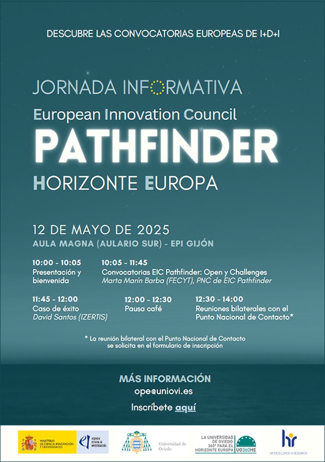 ceeiasturias's tweet image. 📢 ¿Investigación con potencial de mercado?
El 12/05 te esperamos para conocer la convocatoria #EICPathfinder del #HorizonteEuropa 🇪🇺.
💶 Hasta 4M€ por proyecto
🚀 Impulsa tecnologías emergentes
🤝 Reuniones con el Punto Nacional de Contacto

ℹ️ ceei.es/sites/agenda/e…