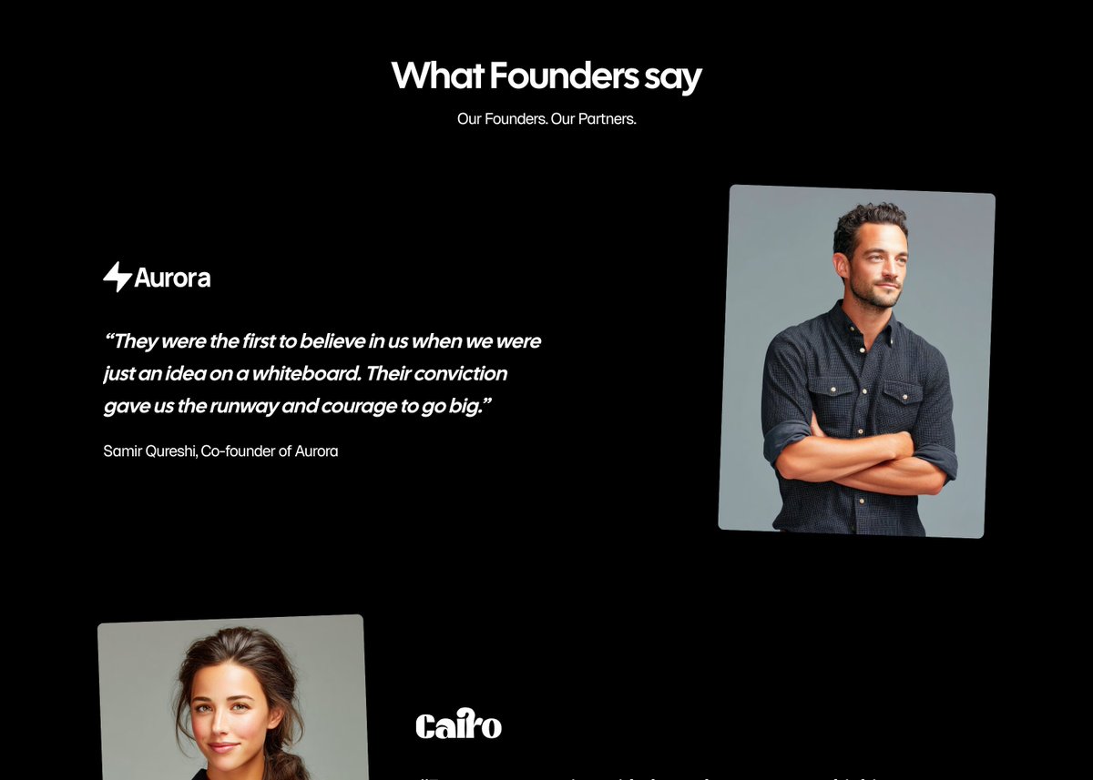 A different take on the testimonials section.