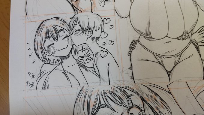 ちゅーしております
あと金ビキニであること忘れてペン入れしてた 金っぽい影とは… 