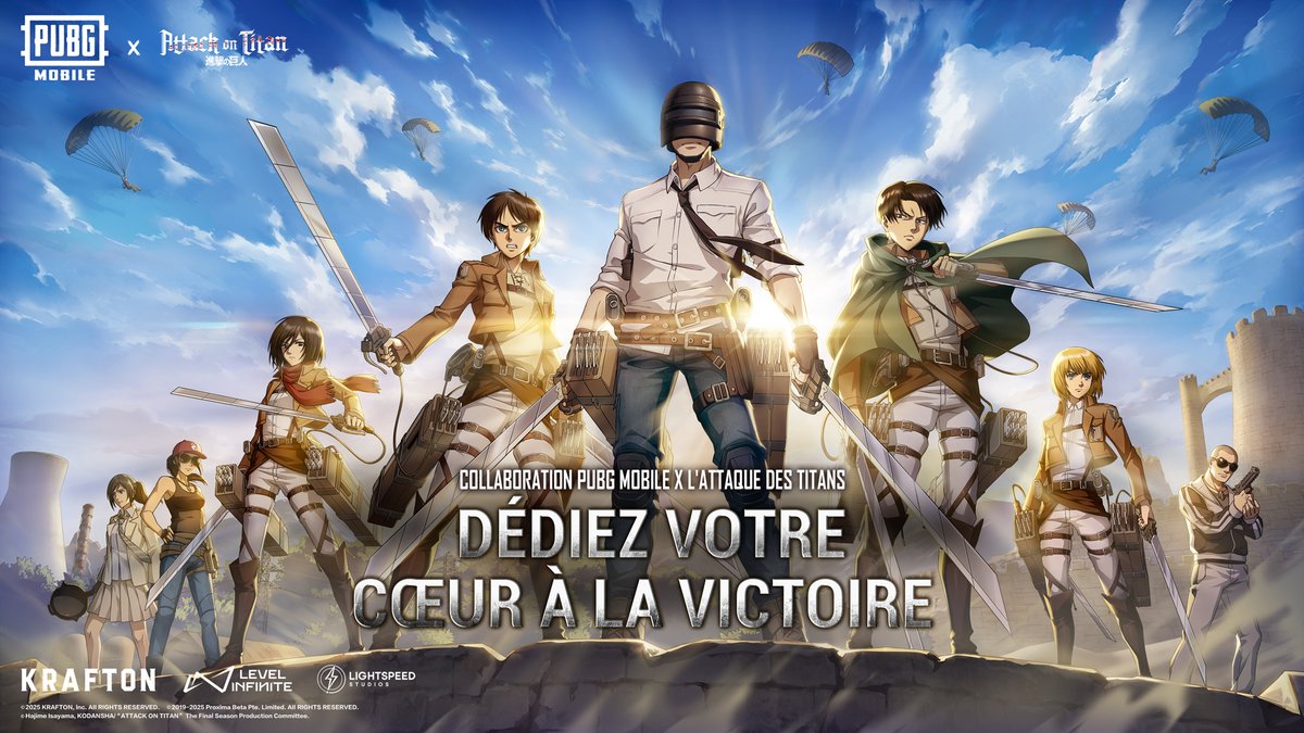 Tous les survivants, préparez-vous au combat et offrez votre cœur !

#PUBGMOBILE #PUBGM380 #PUBGMxAttackOnTitan #AttackOnTitan