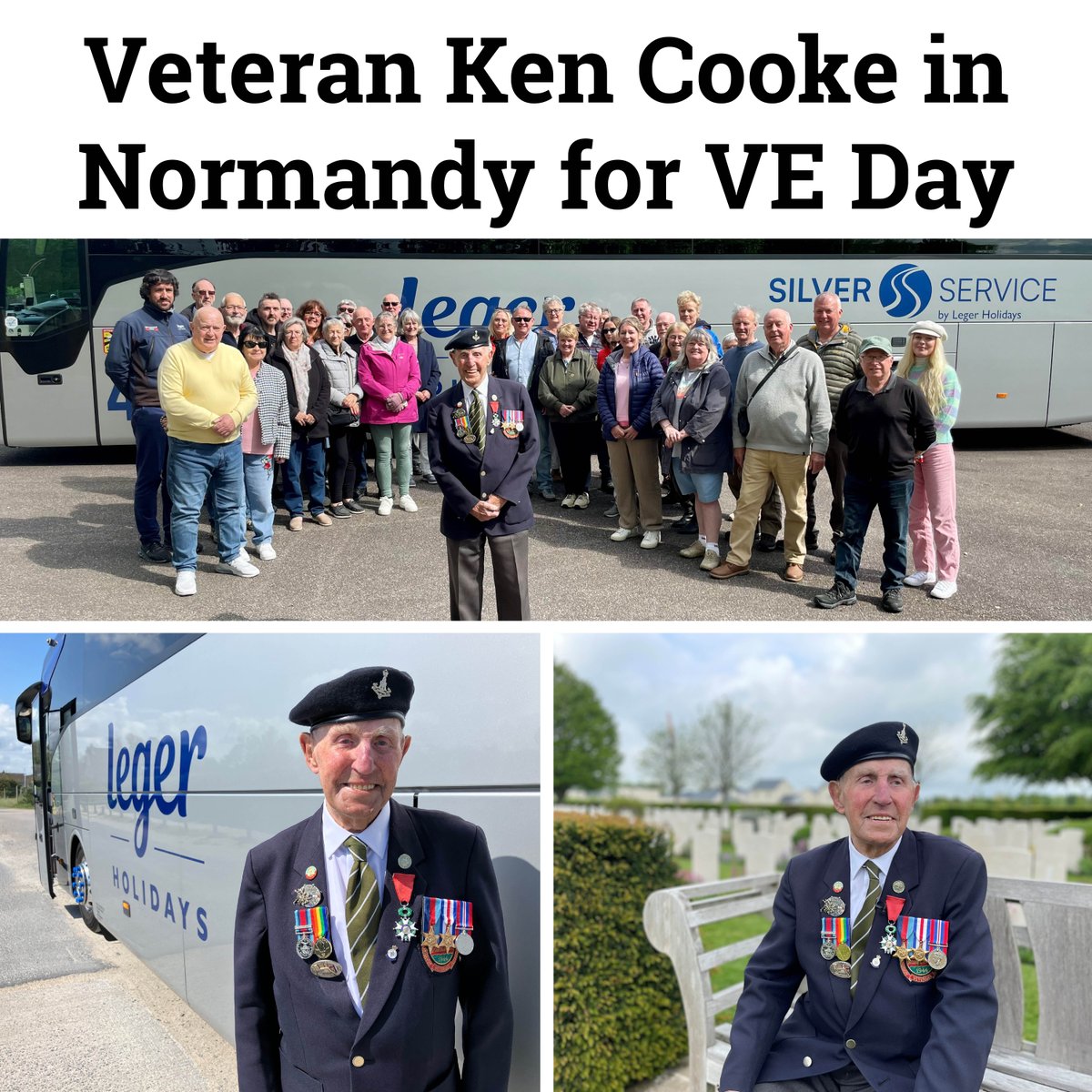 #Normandy veteran, #KenCooke, who landed at Gold Beach as an 18-year-old, has joined us for a special anniversary #battlefieldtour in commemoration of #VEDay80 led by <a href="/BattlefieldBen/">Ben Mayne</a>. #LestWeForget
