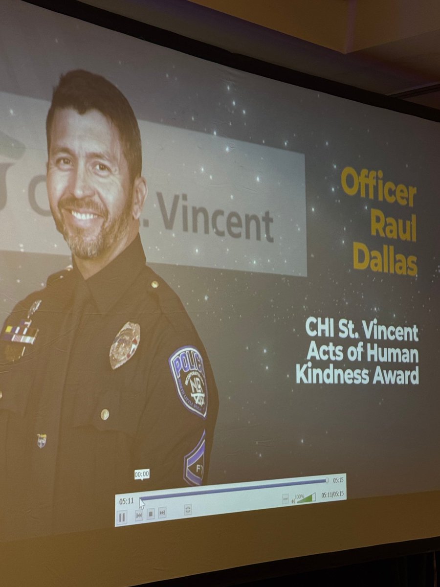 This morning we were honored to present North Little Rock officer Raul Dallas with the CHI St. Vincent Acts of Humankindness Award. Officer Dallas is a tireless champion of Special Olympics Arkansas, volunteering and serving on the board.

#CHIStVincent #HelloHumankindness