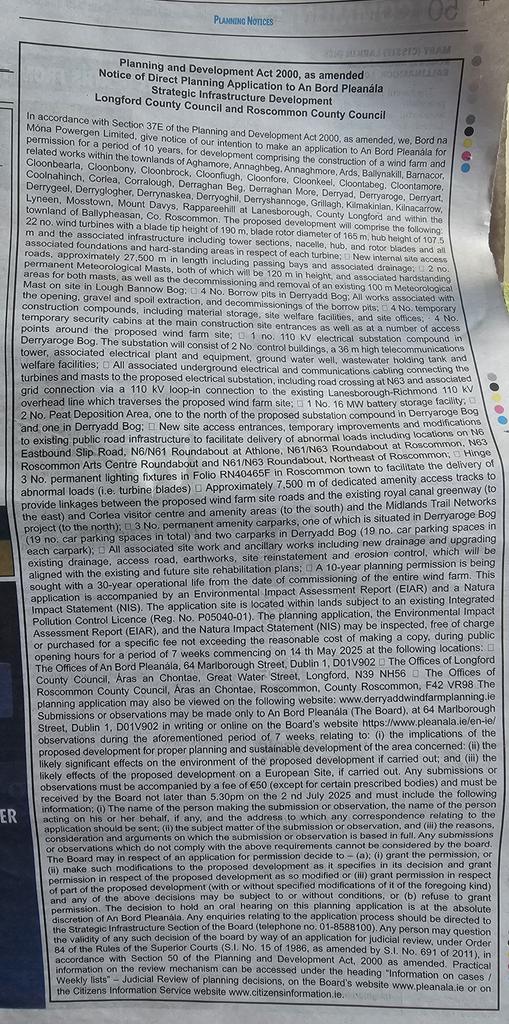 Mid Shannon Wilderness Park - Awareness Group (@midshannon) on Twitter photo No substitute consent, yet BNM seems to be very sure they will obtain it somehow by applying for a wind farm.
Very interesting.
<a href="/COSullivanTD/">Christopher O’Sullivan TD</a> <a href="/DarraghOBrienTD/">Darragh O'Brien</a> <a href="/MichealMartinTD/">Micheál Martin</a> <a href="/BirdWatchIE/">BirdWatch Ireland</a> <a href="/Irishwildlife/">Irish Wildlife Trust</a> <a href="/WIDdefence/">Wild Ireland Defence</a> No substitute consent, yet BNM seems to be very sure they will obtain it somehow by applying for a wind farm.
Very interesting.
<a href="/COSullivanTD/">Christopher O’Sullivan TD</a> <a href="/DarraghOBrienTD/">Darragh O'Brien</a> <a href="/MichealMartinTD/">Micheál Martin</a> <a href="/BirdWatchIE/">BirdWatch Ireland</a> <a href="/Irishwildlife/">Irish Wildlife Trust</a> <a href="/WIDdefence/">Wild Ireland Defence</a>