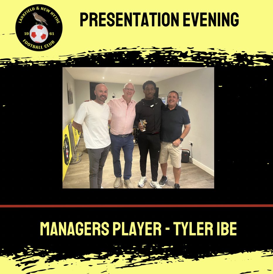 Well done to all the lads at the 1ST TEAM PRESENTATION EVENING. Overall a great season and winners to the KENT SENIOR TROPHY! 🏆🏆🏆

This years awards went to....

Players player Nathan Daly
Managers Player Tyler Ibe
Supporters Player Ross Ibbertson
Top goal scorer - Matt Day