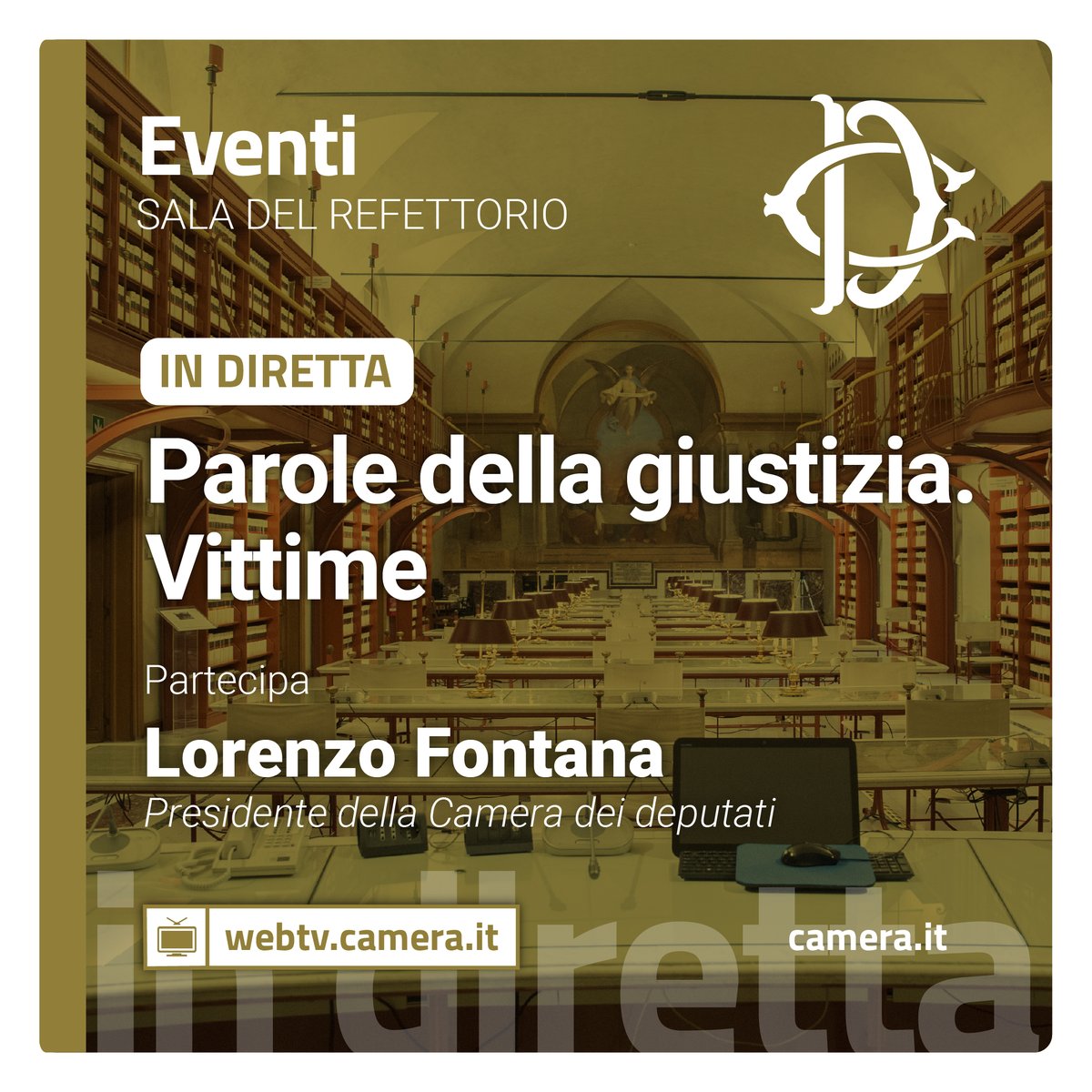 Camera dei deputati (@montecitorio) on Twitter photo Il convegno "Parole della giustizia - Vittime". Indirizzo di saluto del Presidente della Camera, <a href="/Fontana3Lorenzo/">Lorenzo Fontana</a>. Introduce la deputata <a href="/MichelaDiBiase1/">Michela Di Biase</a>. Dialogano Adolfo Ceretti, Manlio Milani.
Segui la diretta: bit.ly/_Evento080525
#OpenCamera Il convegno "Parole della giustizia - Vittime". Indirizzo di saluto del Presidente della Camera, <a href="/Fontana3Lorenzo/">Lorenzo Fontana</a>. Introduce la deputata <a href="/MichelaDiBiase1/">Michela Di Biase</a>. Dialogano Adolfo Ceretti, Manlio Milani.
Segui la diretta: bit.ly/_Evento080525
#OpenCamera