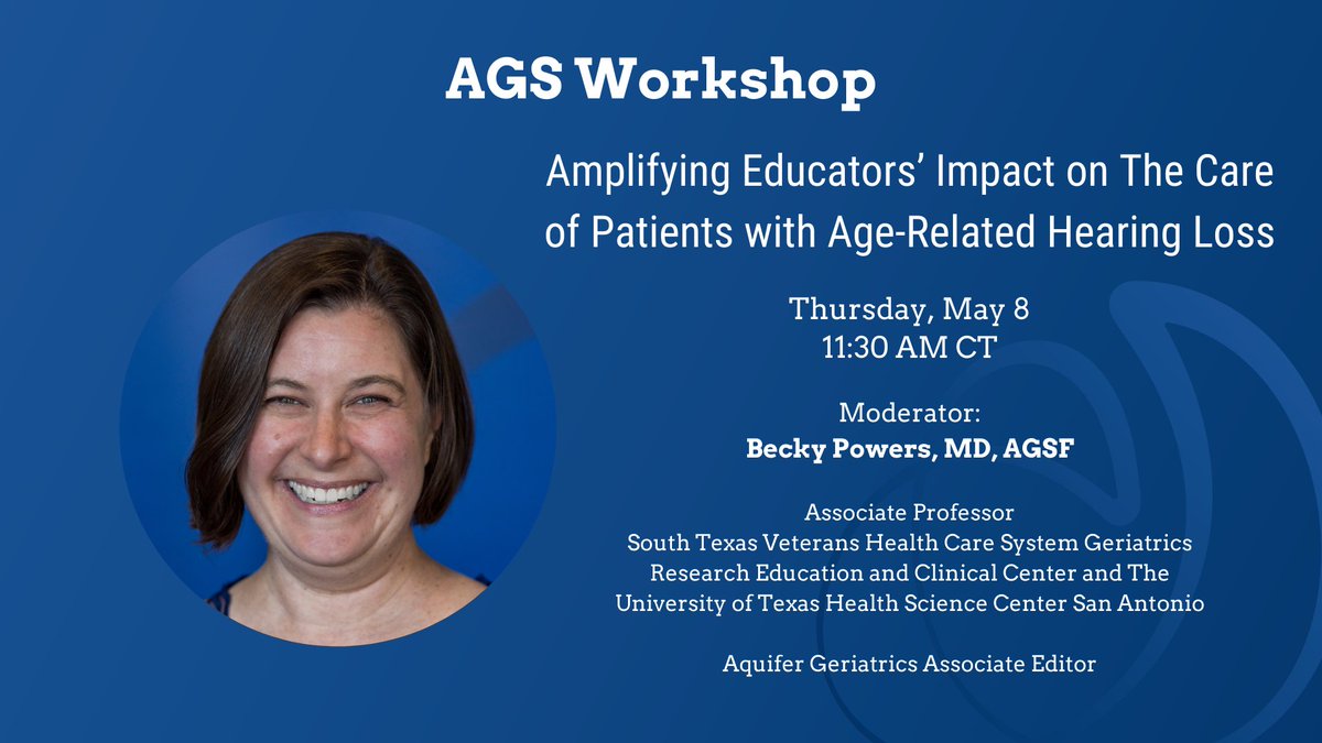 Improve care for patients with hearing loss! Join Dr. Becky Powers at #AGS25 (May 8, 11:30 am CT) for a hands-on workshop covering hearing aid tips, audiogram interpretation, bedside testing &amp; communication techniques. Perfect for all health professions educators! #MedEd