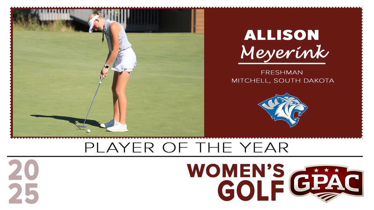 W GOLF - 2025 GPAC Women's Golf All-Conference Honors Announced.  Allison Meyerink from <a href="/dwusports/">DWU Athletics</a> named GPAC Player of the Year!

Read More:
tinyurl.com/y57pyad5