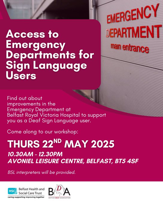 Patient and Client Council (PCC) (@patientclient) on Twitter photo ❓Do you use sign language?
Do you want to know more about how the <a href="/BelfastTrust/">Belfast Trust</a> are working to improve your experience at their Emergency Departments as a sign language user?
➡️ Find out more, including BSL & ISL videos: bit.ly/4k4pMzB ❓Do you use sign language?
Do you want to know more about how the <a href="/BelfastTrust/">Belfast Trust</a> are working to improve your experience at their Emergency Departments as a sign language user?
➡️ Find out more, including BSL & ISL videos: bit.ly/4k4pMzB