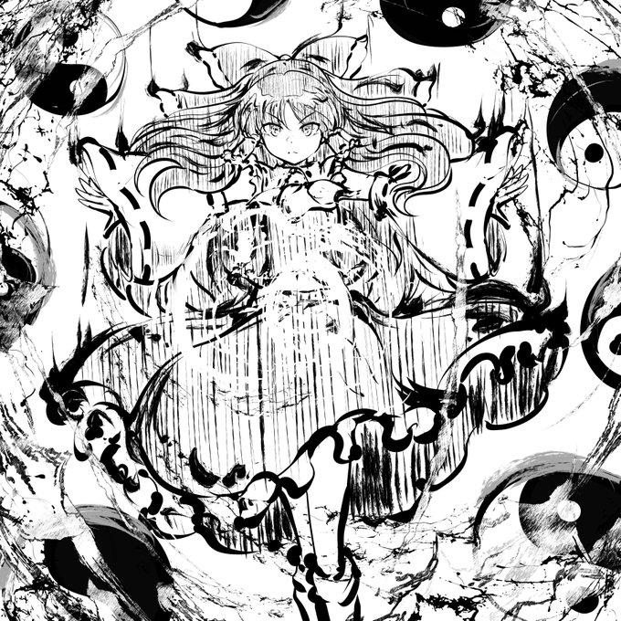 ずびゃーと落書きラッシュ締めのワンドロ博麗霊夢 