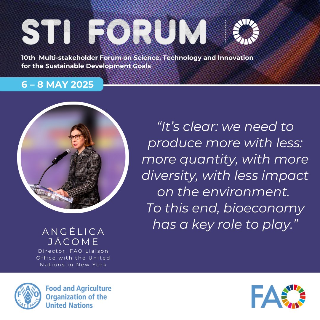 .<a href="/FAONewYork/">FAO in New York</a> Director, Angélica Jácome, opened the <a href="/FAO/">Food and Agriculture Organization</a> #STIForum10 virtual event on harnessing bioeconomy science, technology and innovation for agrifood systems transformation, emphasizing the pivotal role bioeconomy plays in producing more with less.