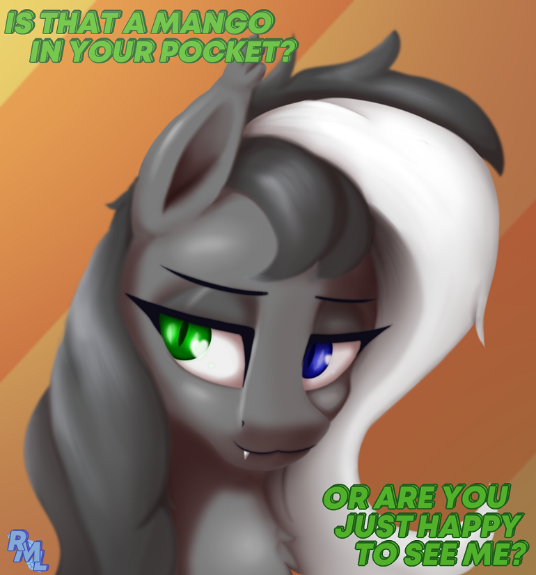𝐅𝐥𝐢𝐫𝐭𝐲 𝐛𝐚𝐭

Little gift for <a href="/Harmonic_Glow/">Harmonic Glow 🔞</a>, because why not?
Cuties name is Amaya, if you wonder.
Textless vertion in replies.

#mylittlepony #batpony #bat #oc