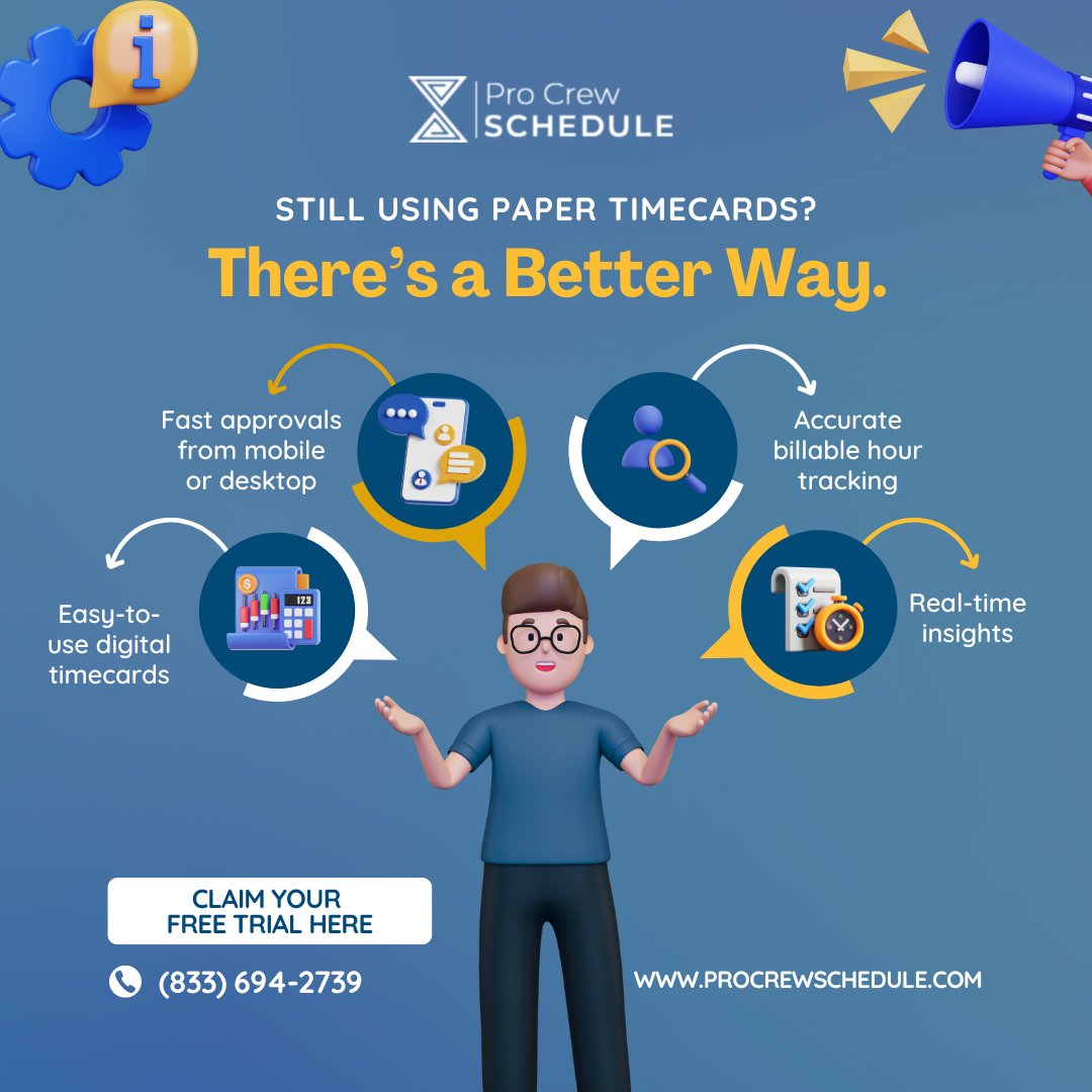 procrewschedule's tweet image. Still using paper timecards in 2025?

@procrewschedule brings time tracking to the cloud.
🕒 Real-time logging
📱 Mobile access
💰 Accurate payroll
30-day free trial → procrewschedule.com/sign-up-30-day…
#JobsiteTools #TimeTracking