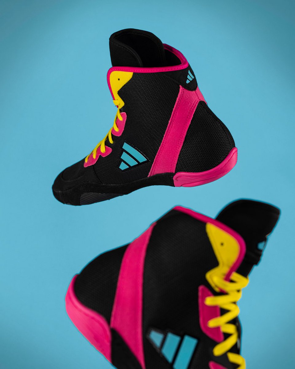 The ADIZERO just dropped in a bold new look—blacked out with high-voltage hints of cyan, pink and yellow. Limited pairs available—move fast or miss out.

#Wrestling #ADIZERO #ThreeStripeLife