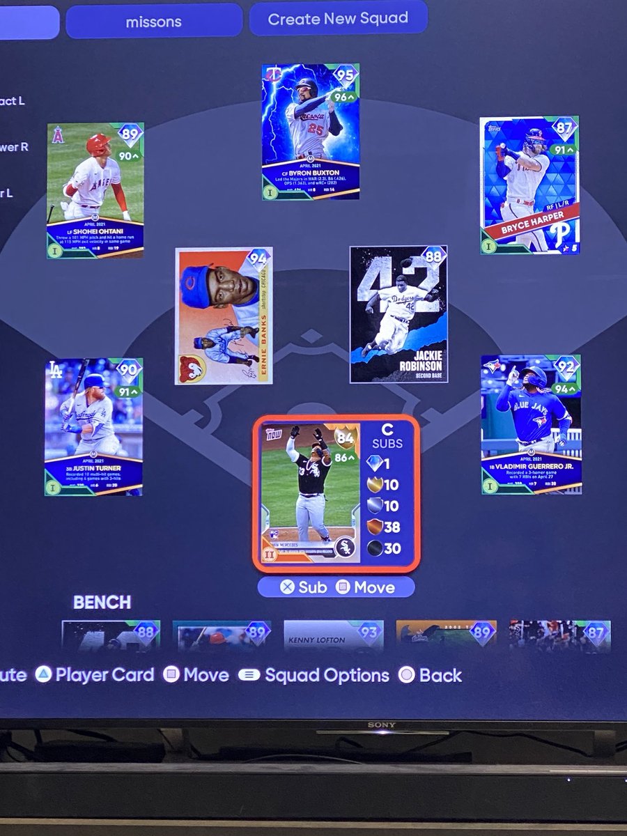 The only reason I’m bummed about #MLBTheShow’s power creep is how slow it is. This was my team this time in MLB21, I wasn’t even an online player yet and wasn’t grinding too much.