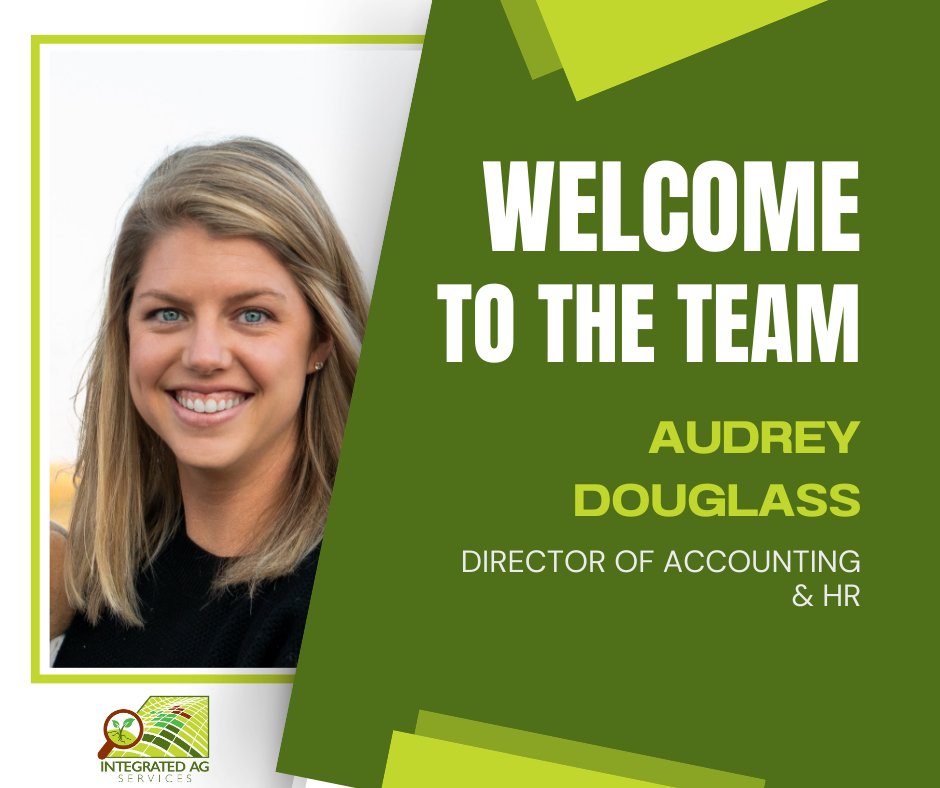 IntegratedAg's tweet image. Join us in welcoming Audrey Douglass to Integrated Ag Services! Audrey recently joined the team as Director of Accounting and HR. Welcome, Audrey!