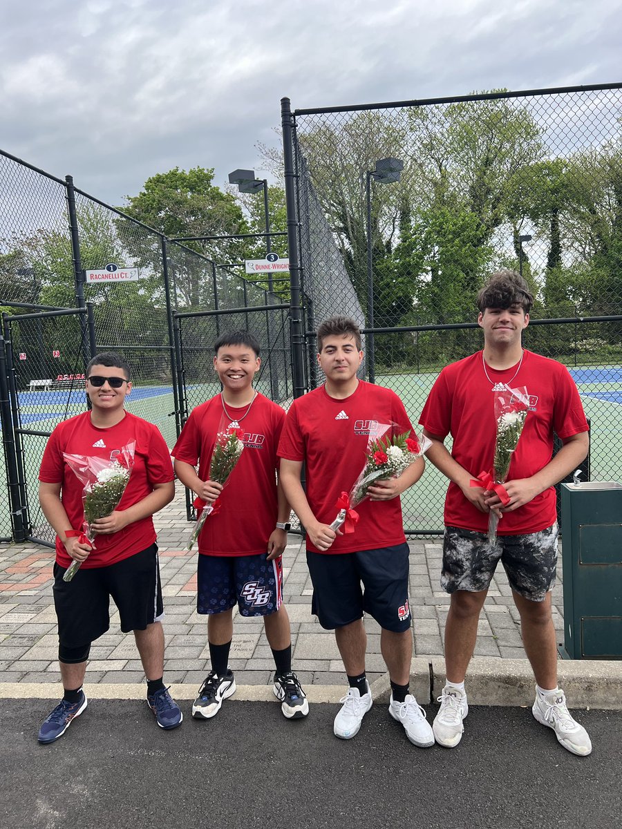 Congratulations to the seniors on the boys tennis team who  celebrated Senior Day. Your dedication and commitment has meant everything to this program. We will miss you and know that SJB will always be your home! "Forever a Cougar!