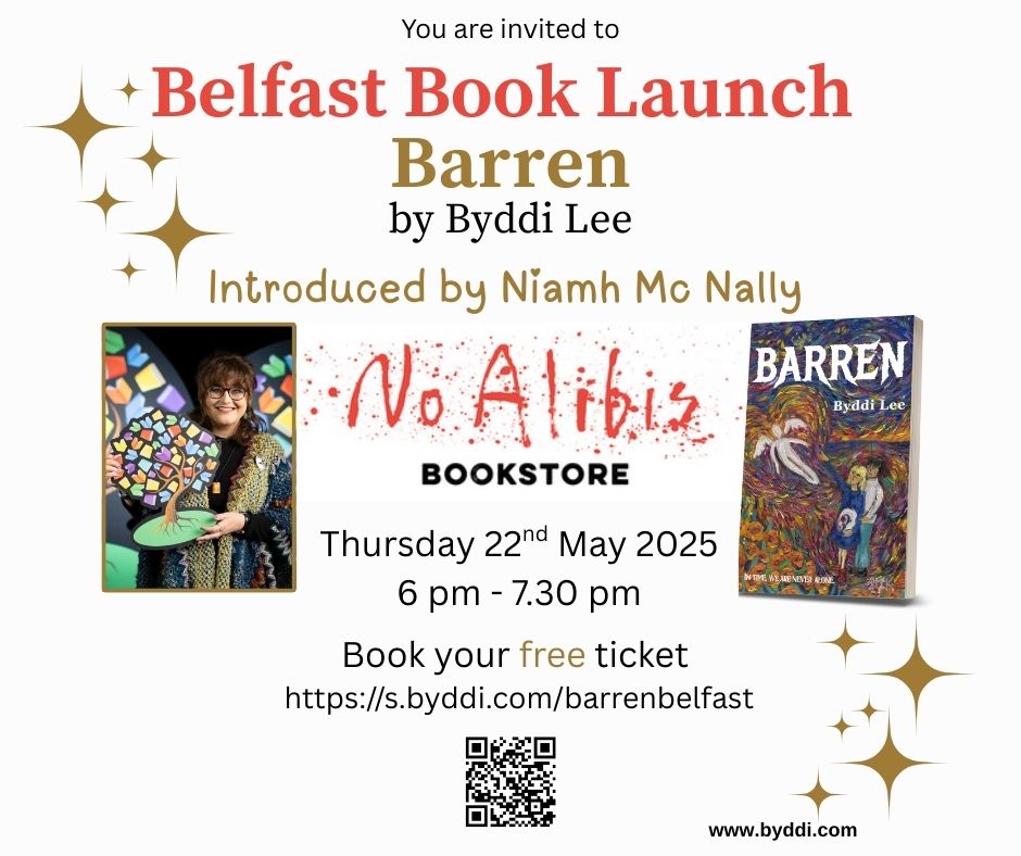 Byddi Lee 📚 Author |🎭Playwright |🎬 Screenwriter (@byddi) on Twitter photo 2 WEEKS TO GO!!!
BELFAST launch of Barren
So much to look forward to in this event with the superwoman <a href="/NiamhyMcNally/">Niamh McNally</a> in No Alibis Bookstore
Sign up for your free ticket at the link: s.byddi.com/barrenbelfast
#indiebookshops #indieauthors #booklaunch #belfast #belfastevents 2 WEEKS TO GO!!!
BELFAST launch of Barren
So much to look forward to in this event with the superwoman <a href="/NiamhyMcNally/">Niamh McNally</a> in No Alibis Bookstore
Sign up for your free ticket at the link: s.byddi.com/barrenbelfast
#indiebookshops #indieauthors #booklaunch #belfast #belfastevents