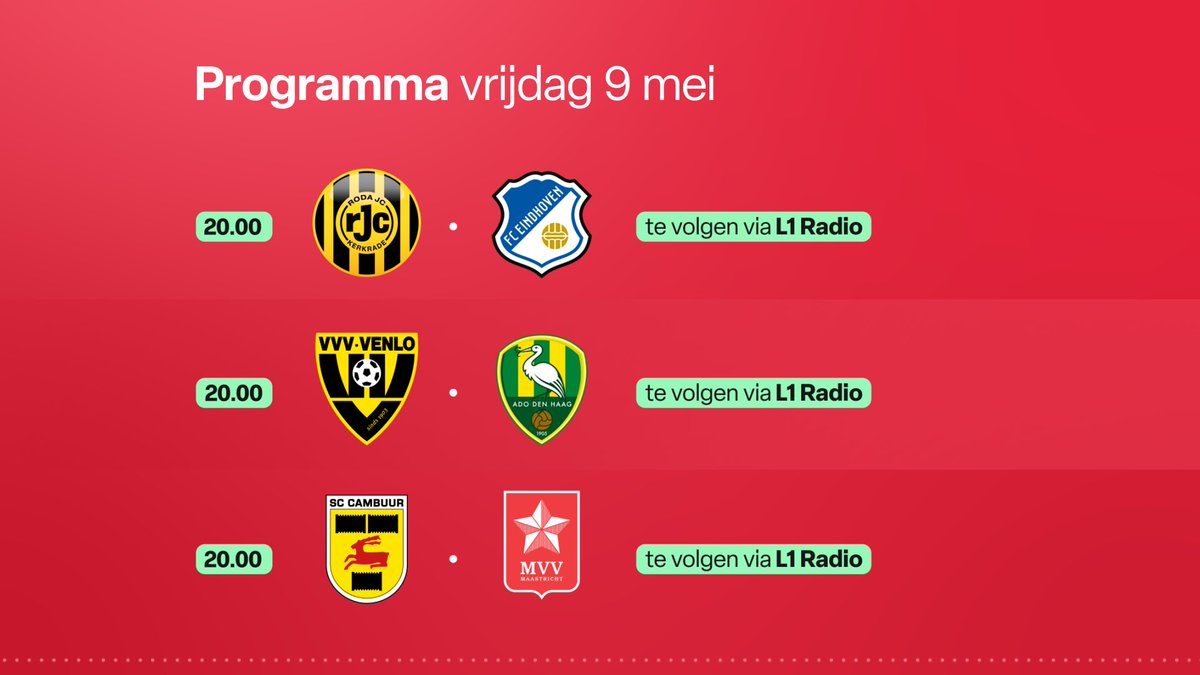 L1 (@l1) on Twitter photo De laatste speelronde van de <a href="/1e_Divisie/">Keuken Kampioen Divisie</a> van het seizoen! Volg #RODFCE, #VVVADO en #CAMMVV vanaf 20:00 uur bij #L1: De laatste speelronde van de <a href="/1e_Divisie/">Keuken Kampioen Divisie</a> van het seizoen! Volg #RODFCE, #VVVADO en #CAMMVV vanaf 20:00 uur bij #L1: