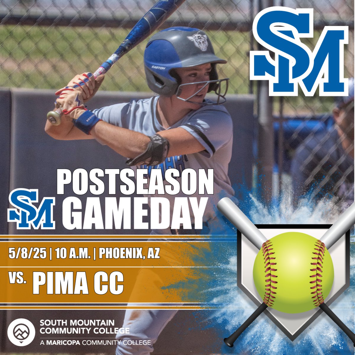 SMCC Athletics (@smcccougars) on Twitter photo POSTSEASON GAMEDAY! <a href="/MtnSoftball/">SouthMtnSoftball</a> faces Pima CC in the opening round of the <a href="/NJCAASoftball/">NJCAA Softball</a> Region I Division II Tournament at 10 am at Phoenix College!
Follow along with live stats on <a href="/GetGameChanger/">GameChanger</a> ! Paid admission is required for all postseason games 🐾🥎 POSTSEASON GAMEDAY! <a href="/MtnSoftball/">SouthMtnSoftball</a> faces Pima CC in the opening round of the <a href="/NJCAASoftball/">NJCAA Softball</a> Region I Division II Tournament at 10 am at Phoenix College!
Follow along with live stats on <a href="/GetGameChanger/">GameChanger</a> ! Paid admission is required for all postseason games 🐾🥎