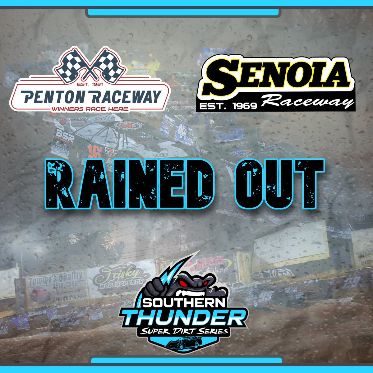 Southern Thunder Super Dirt Series (@sothundersds) on Twitter photo This weekend’s doubleheader at Penton and <a href="/SenoiaR/">Senoia Raceway</a> has been postponed. 🌧️
Track and series officials are currently evaluating options to reschedule the doubleheader which will be announced at a later time.
For more information, click here -> southernthunderseries.com/press/2025/art… This weekend’s doubleheader at Penton and <a href="/SenoiaR/">Senoia Raceway</a> has been postponed. 🌧️
Track and series officials are currently evaluating options to reschedule the doubleheader which will be announced at a later time.
For more information, click here -> southernthunderseries.com/press/2025/art…