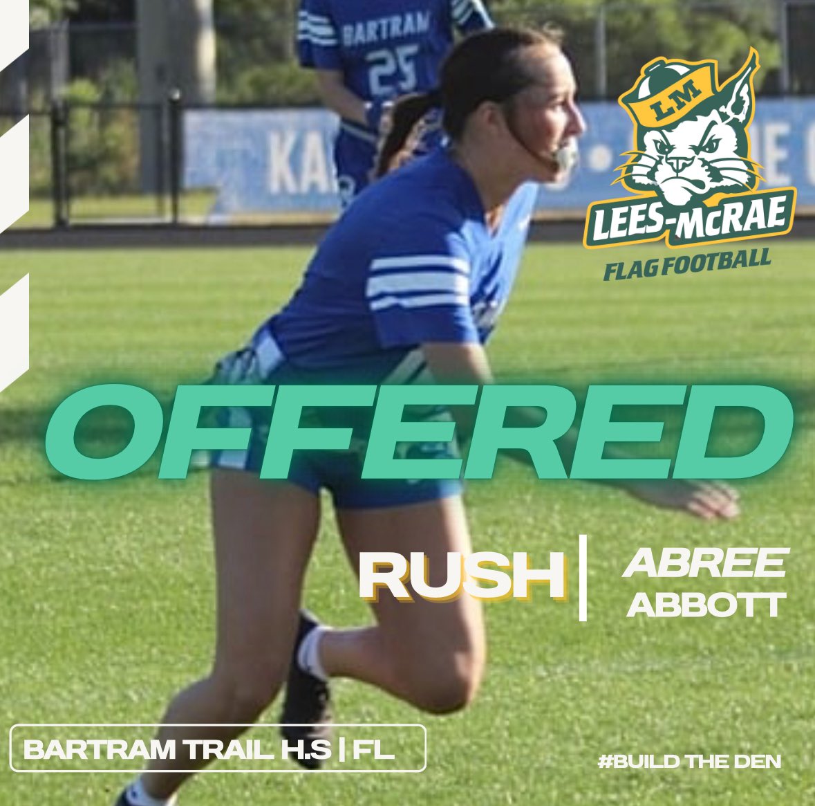 BTHS Flag Football (@bartramflagfb) on Twitter photo 2025 rusher Abree Abbott received an offer from <a href="/LMCBobcats/">Lees-McRae Athletics</a> flag football. Congrats Abree! 2025 rusher Abree Abbott received an offer from <a href="/LMCBobcats/">Lees-McRae Athletics</a> flag football. Congrats Abree!