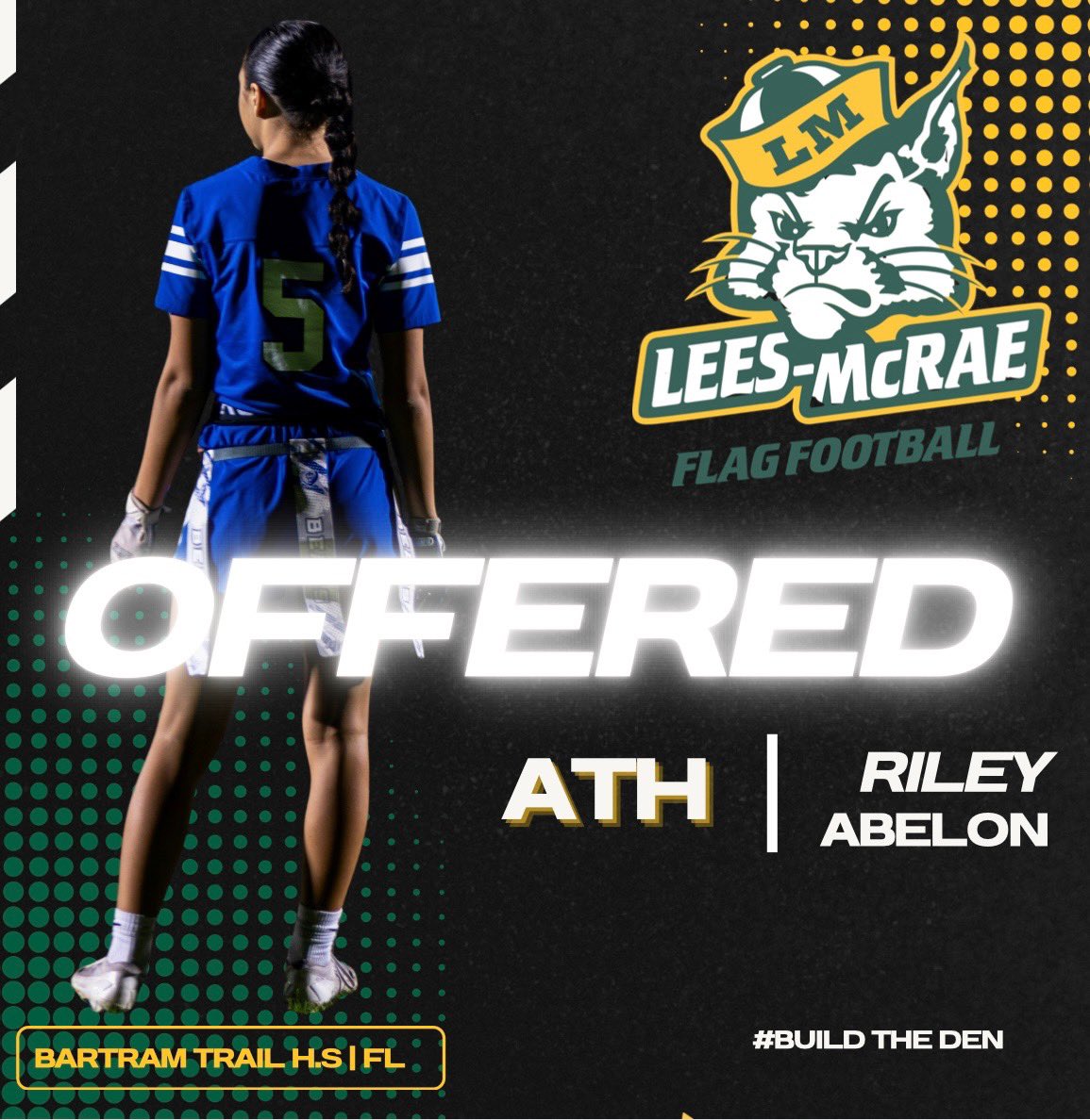 BTHS Flag Football (@bartramflagfb) on Twitter photo 2027 athlete Riley Abelon received an offer from <a href="/LMCBobcats/">Lees-McRae Athletics</a> flag football. Congrats Riley! 2027 athlete Riley Abelon received an offer from <a href="/LMCBobcats/">Lees-McRae Athletics</a> flag football. Congrats Riley!