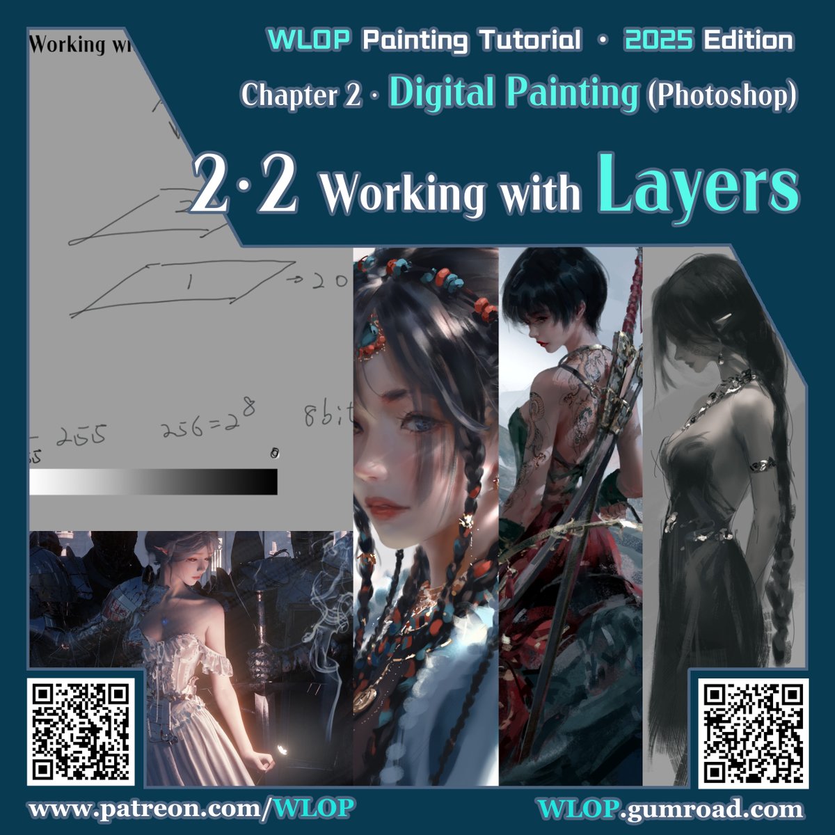 wlopwangling's tweet image. WLOP Painting Tutorial series for Beginners (The first four lessons are now available on my Patreon.)
